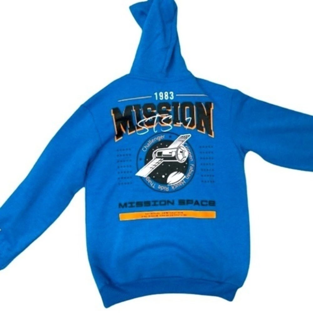 NASA Hyper Space 1983 Challenger Mission Space Blue Hoodie Sweatshirt Small